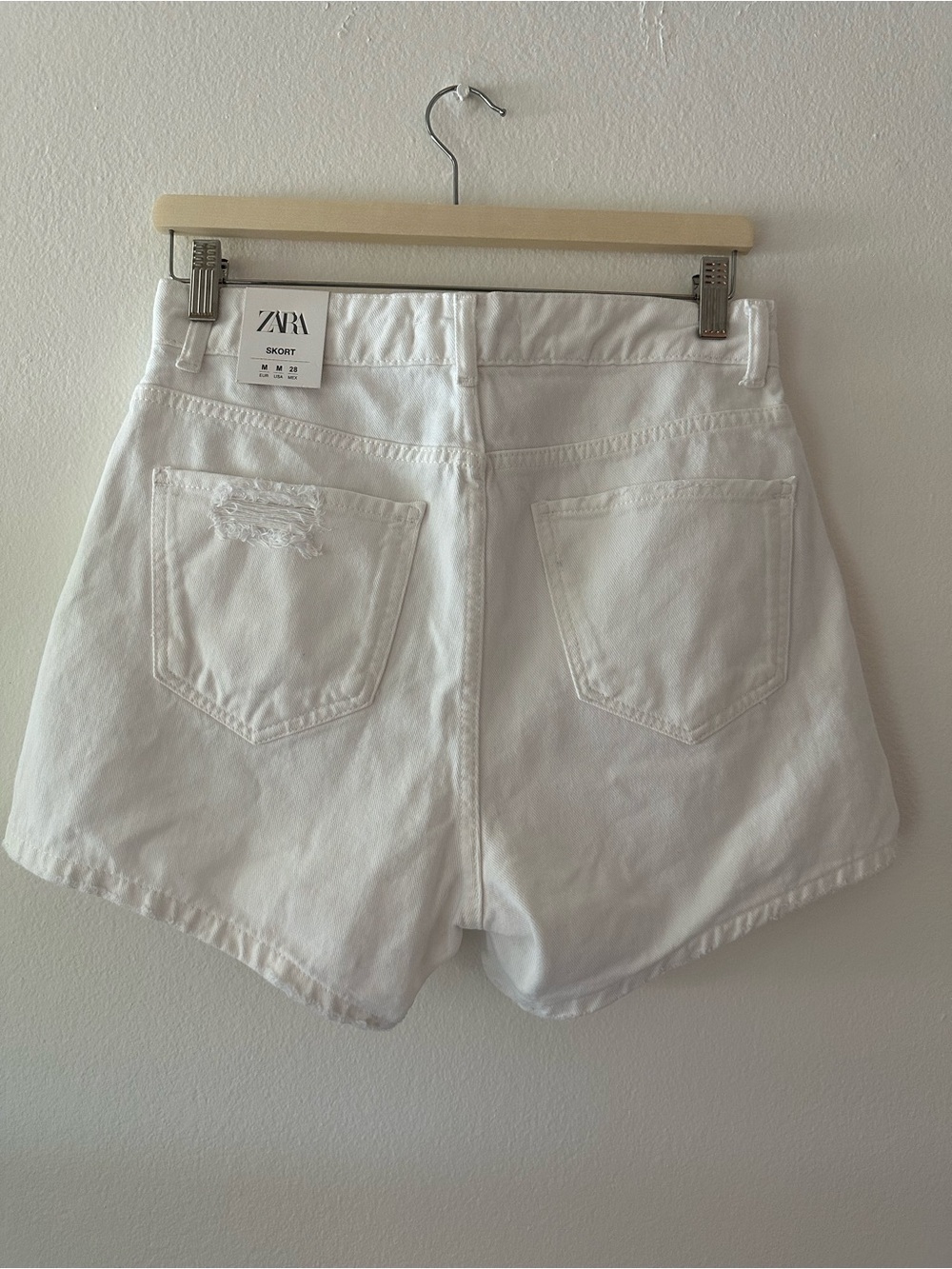 ZARA Denim Skort White Denim Shorts Size Medium - Picture 2 of 3
